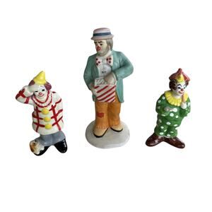 2 QUON QUON QQ & 1 Flambro Circus Clown 1980s Ceramic Figurines READ - LN